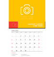 wall calendar planner template for june 2021 week vector image