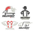 delivery logo templates set for post mail food vector image