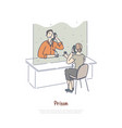 prison visiting room woman communicating vector image vector image