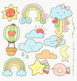 sky and cloud collection cartoon cute for kids vector image