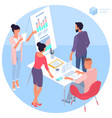 young man and woman communication in office vector image vector image