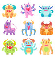 cute friendly monsters with horns funny vector image
