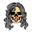 scary women skull with sexy lips vector image vector image