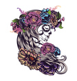 sugar skull girl in flower crown3 vector image