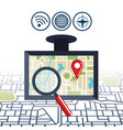 desktop computer with gps navigation software vector image