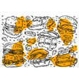 hand drawn line fast food on white background vector image