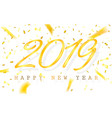 happy new year 2019 golden numbers with ribbons vector image