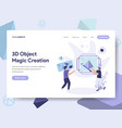 landing page template of 3d printing object magic vector image vector image