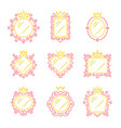 princess mirror frames crown baby girl photo vector image
