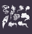 comic smoke cloud set smoking cartoon steam clouds vector image vector image