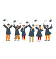 happy graduates students throw up caps in air vector image vector image