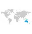 australia continent blue marked in grey silhouette vector image vector image