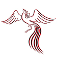 black and red graceful firebird contour vector image