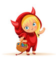 cute girl in halloween dresses flat poster vector image vector image