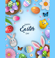 happy easter background with eggs in the nests vector image vector image