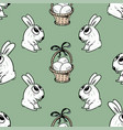 pattern of the easter rabbits and baskets vector image vector image