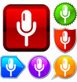 set shiny icon series on buttons microphone vector image