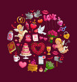 circle valentines day gifts flowers and rings vector image vector image