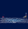 fantasy of night sea stormy waves form abstract vector image