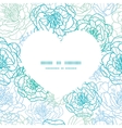 blue line art flowers heart silhouette pattern vector image vector image