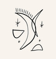 boho mystic line crescent moon doodle vector image