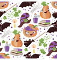 halloween broom pumpkin flat design seamless vector image vector image