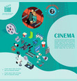 isometric cinema colorful template vector image