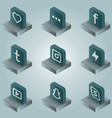 social network color gradient isometric icons vector image