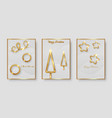 set white cards merry christmas gold texture vector image