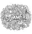 hello summer hand drawn cartoon doodles vector image