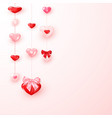 valentine card ornate shiny red and pink hearts vector image vector image