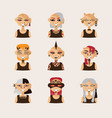 set with girls characters drawn with body vector image