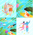 tropical vacation swimming in paradise flyers set vector image
