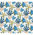 tropical plants seamless pattern hand drawn vector image