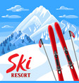 winter landscape with skiing equipment snowy vector image