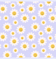 70s cute seamless smiley face daisy pattern vector image vector image
