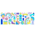 sticker pack funny cartoon characters greek vector image vector image
