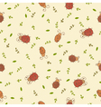 seamless pattern with leaves and ladybirds vector image vector image