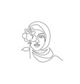young happy woman in hijab with flowers on her vector image