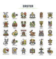 easter elements thin line and pixel perfect icons vector image