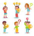 kids searching idea little children with question vector image