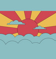sunrise and clouds 70s retro poster vector image vector image