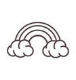 weather rainbow and clouds line icon style vector image