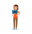 isolated adult female person reading book on white vector image
