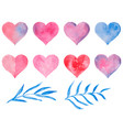 watercolor hearts for st valentine s day vector image vector image