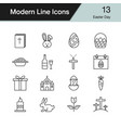 easter icons modern line design set 12 vector image