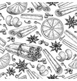 mulled wine ingradients seamless pattern cinnamon vector image