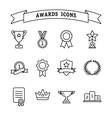 set of trophy and awards line icons vector image