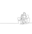 one continuous line drawing young father siting vector image