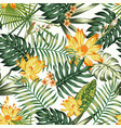 orange flowers green leaves seamless pattern vector image